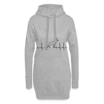 ekg dobermann - Sweat-shirt à capuche long Femme - gris chiné - Devant