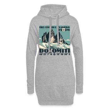 Dolomites de Te Cime Lavaredo Dolomites des Trois Pics Dolomites - Sweat-shirt à capuche long Femme - gris chiné - Devant