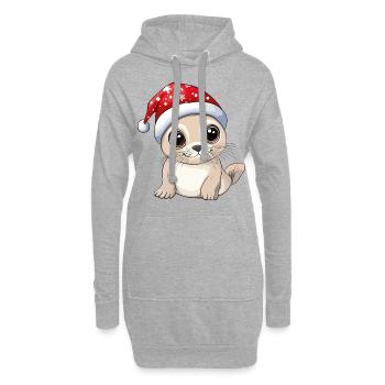 phoque Noël mignon mignon Noël Noël - Sweat-shirt à capuche long Femme - gris chiné - Devant