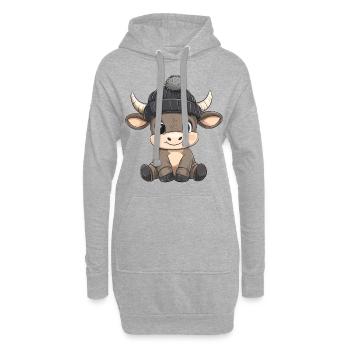 Stier Süß Niedlich Baby Kinder Tier Cartoon - Hoodie-Kleid - Grau meliert - Vorne