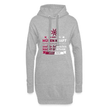 Er gibt den Müden Kraft und die Schwachen Stark - Hoodie-Kleid - Grau meliert - Vorne
