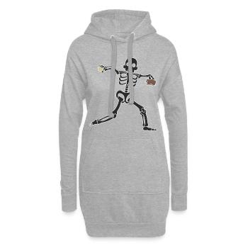 Baseball Pitcher Skelett - Hoodie-Kleid - Grau meliert - Vorne
