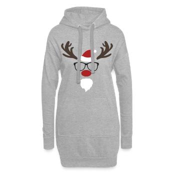 Lunettes de renne nerd Noël Rudolf Nicholas - Sweat-shirt à capuche long Femme - gris chiné - Devant