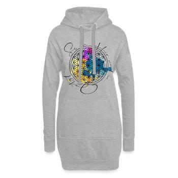 La fleur de la vie est dans l'ici et maintenant - Sweat-shirt à capuche long Femme - gris chiné - Devant