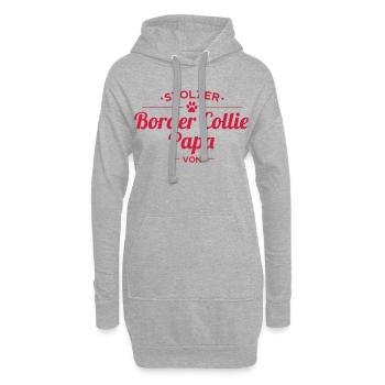 Border Collie-Papa Wunschname - Hoodie-Kleid - Grau meliert - Vorne