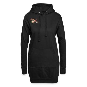 Pivoines roses romantiques - Sweat-shirt à capuche long Femme - noir - Devant