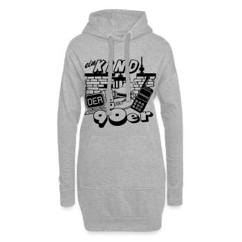 90er Party , Mottoparty , Ein Kind der 90er (25) - Hoodie-Kleid - Grau meliert - Vorne