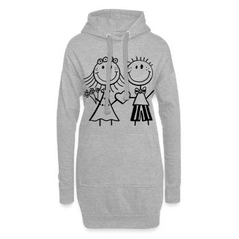 mariée chiffre de bâton drôle et le marié - mariage - Fun - Sweat-shirt à capuche long Femme - gris chiné - Devant
