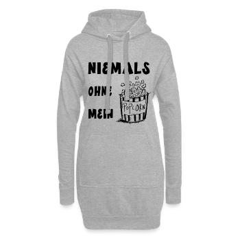 Niemals Ohne Mein Popcorn - Kino - Geschenk - Hoodie-Kleid - Grau meliert - Vorne