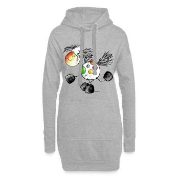Kunterbuntes Pferd - Pony - Pferde - Hoodie-Kleid - Grau meliert - Vorne