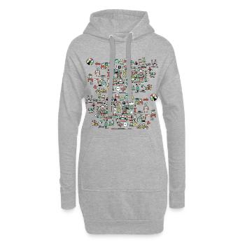 Bunte Figuren - Welt  - Hoodie-Kleid - Grau meliert - Vorne