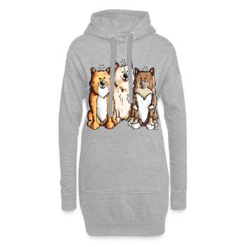 Das Islandhund Team - Hoodie-Kleid - Grau meliert - Vorne