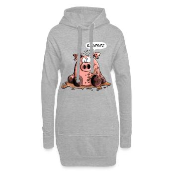 Sauerei - Schwein - Sau - Schweine - Comic - Fun - Hoodie-Kleid - Grau meliert - Vorne