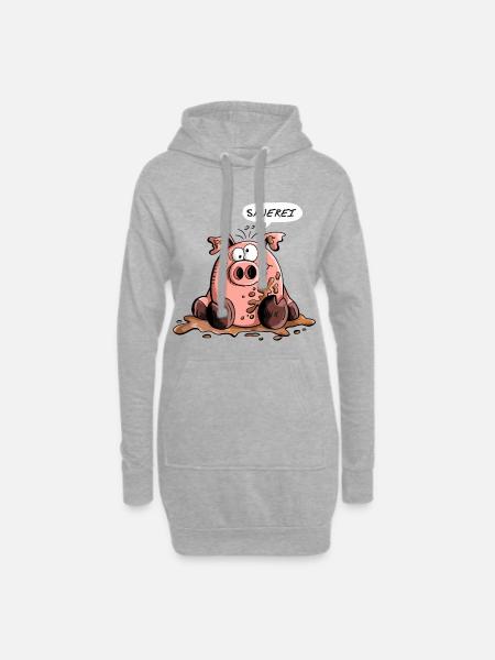 Sauerei - Schwein - Sau - Schweine - Comic - Fun - Hoodie-Kleid - Grau meliert