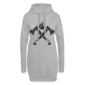 Axt Feuer Feuerwehr Flamme Symbol Betrieb Icon - Hoodie-Kleid - Grau meliert - Vorne