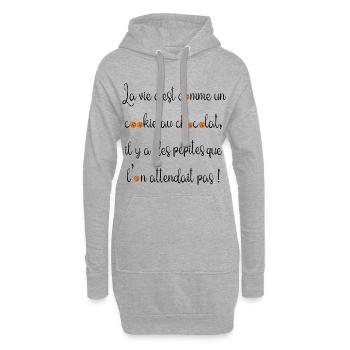 La vie c est comme un cookie au chocolat - Sweat-shirt à capuche long Femme - gris chiné - Devant