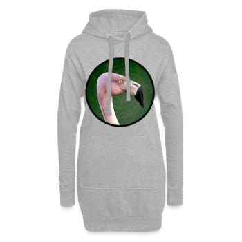 Flamant rose en vert mandala - Sweat-shirt à capuche long Femme - gris chiné - Devant