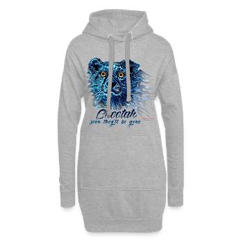 Flammes de lumière bleue néon guépard - Sweat-shirt à capuche long Femme - gris chiné - Devant