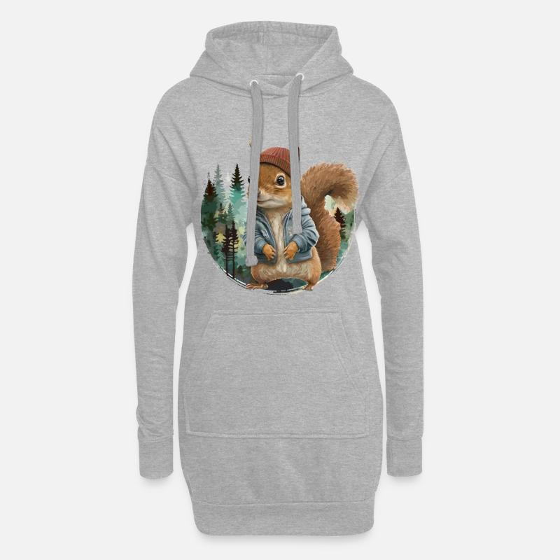 Niedliches Eichhörnchen - Hoodie-Kleid - Grau meliert