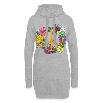 Peace Symbol / Friedenszeichen - Hoodie-Kleid - Grau meliert - Vorne