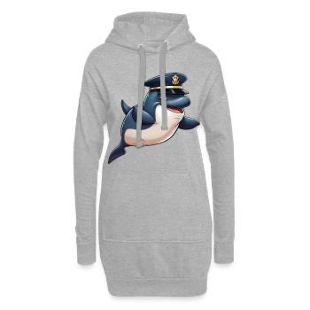 Police des baleines - Sweat-shirt à capuche long Femme - gris chiné - Devant