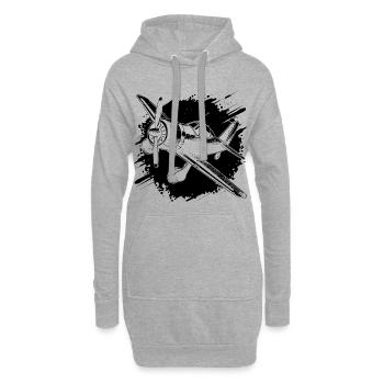 Propeller Flugzeug Skizze - Hoodie-Kleid - Grau meliert - Vorne