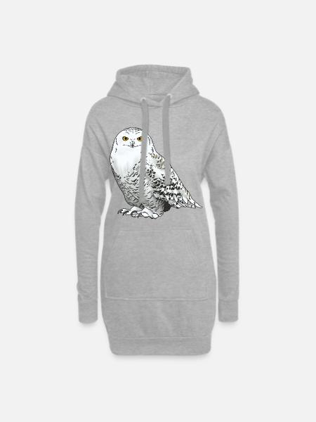 Schneeeule weiss - Hoodie-Kleid - Grau meliert