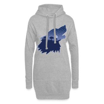 Der Wolf und der Ruf des Waldes - Hoodie-Kleid - Grau meliert - Vorne