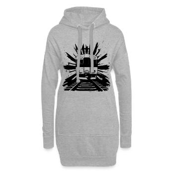 Eisenbahn Skizze - Hoodie-Kleid - Grau meliert - Vorne