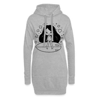 Cartoon Surferin - Hoodie-Kleid - Grau meliert - Vorne