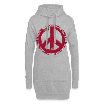 Peace Sign Stop War - Hoodie Dress - heather grey - Front
