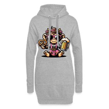 Verspielte Biergarten Affe Illustration - Hoodie-Kleid - Grau meliert - Vorne
