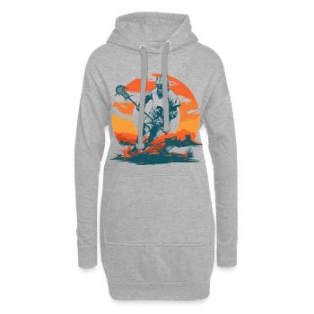 Lacrosse Spieler Grafik - Hoodie-Kleid - Grau meliert - Vorne
