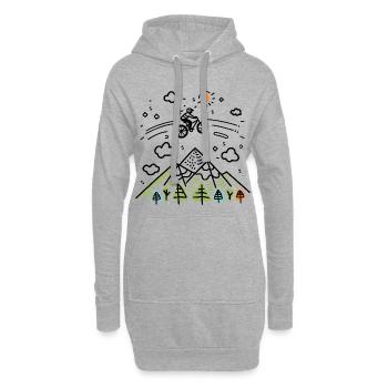 Dessin VTT - Sweat-shirt à capuche long Femme - gris chiné - Devant