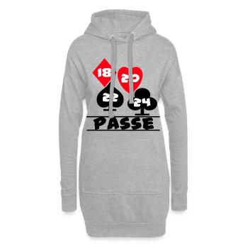 Skat , Skatspieler , 18 , 20 , 22 , 24 Passe - Hoodie-Kleid - Grau meliert - Vorne