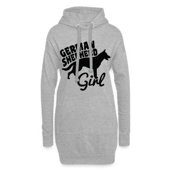 Deutscher Schäferhund Mädchen - Hoodie-Kleid - Grau meliert - Vorne