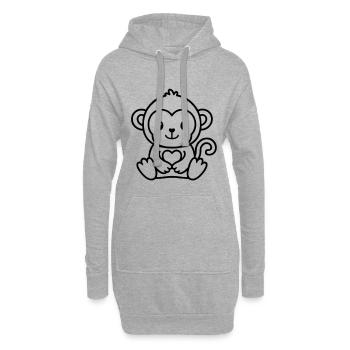 T-shirt contour de singe mignon - Sweat-shirt à capuche long Femme - gris chiné - Devant