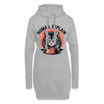 Mensch Explain Katze - Hoodie-Kleid - Grau meliert - Vorne