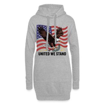 Adler und Flagge - Hoodie-Kleid - Grau meliert - Vorne