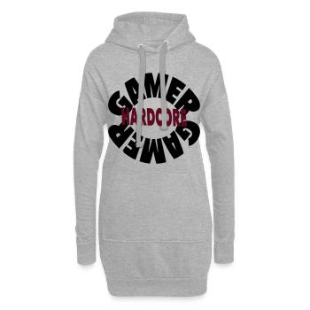Gamer Hardcore – Bold Gaming Statement - Hoodie-Kleid - Grau meliert - Vorne