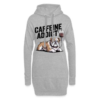 Bouledogue accro à la caféine - Sweat-shirt à capuche long Femme - gris chiné - Devant