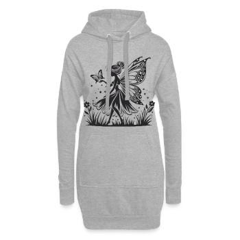 Mondschein-Fee mit Schmetterlingssilhouette - Hoodie-Kleid - Grau meliert - Vorne