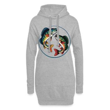 Deux perchoirs de saut - Sweat-shirt à capuche long Femme - gris chiné - Devant