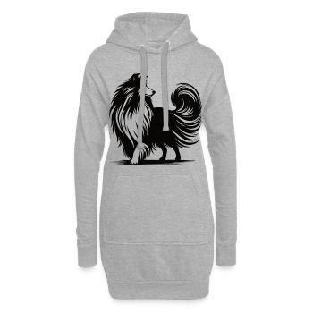 Cooles Collie Silhouetten Design - Hoodie-Kleid - Grau meliert - Vorne