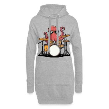 Batteur Octopus Band Groove - Sweat-shirt à capuche long Femme - gris chiné - Devant