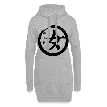 Das Wort Mädchen auf Japanisch (schwarz) - Hoodie-Kleid - Grau meliert - Vorne