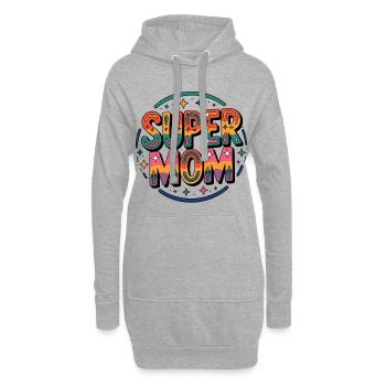 Super Mom Rétro Arc-en-ciel - Sweat-shirt à capuche long Femme - gris chiné - Devant
