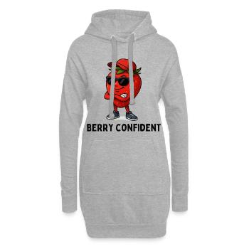  Erdbeere Selbstbewusst Karikatur  - Hoodie-Kleid - Grau meliert - Vorne