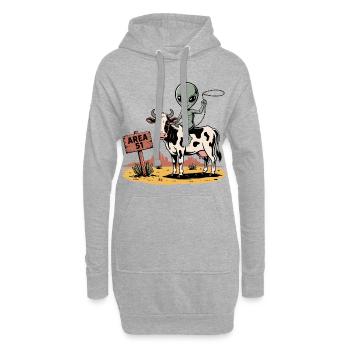Lustige Area 51 Alien UFO Reitkuh - Hoodie-Kleid - Grau meliert - Vorne