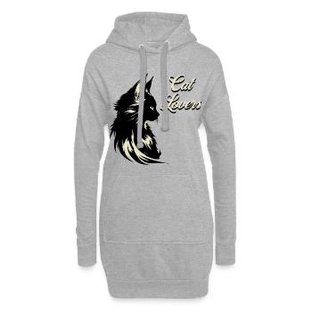 Katzenliebhaber Silhouette - Hoodie-Kleid - Grau meliert - Vorne